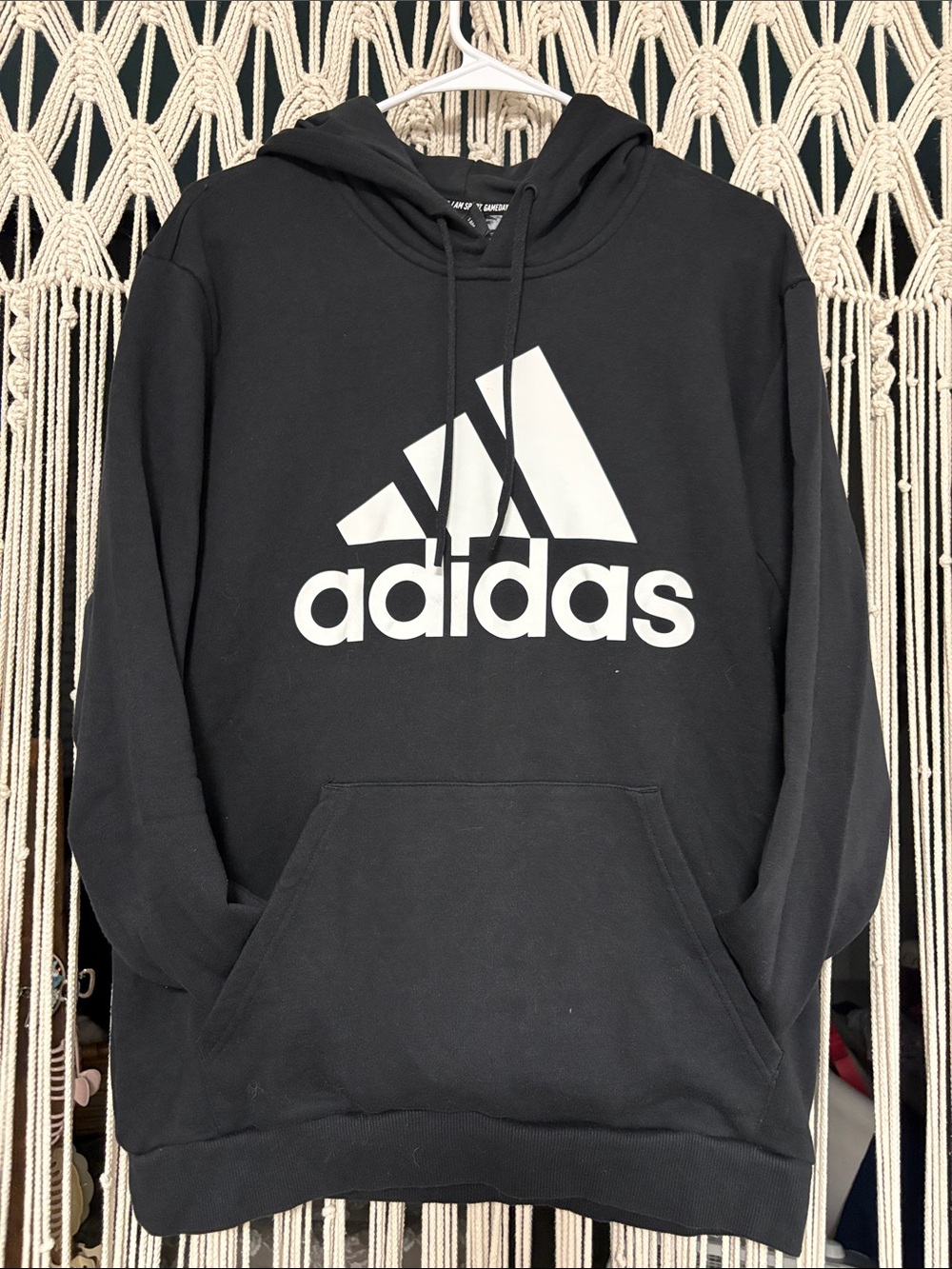 adidas Black Hoodie with White Trefoil Logo
